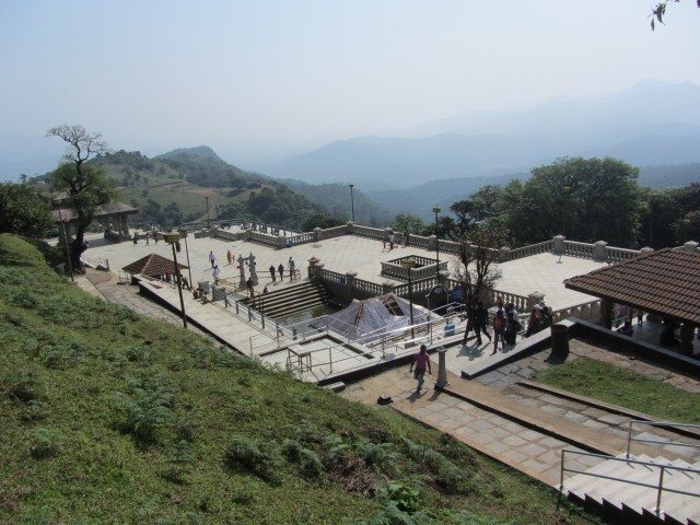 View of Talacauvery temple on the way to the Hill