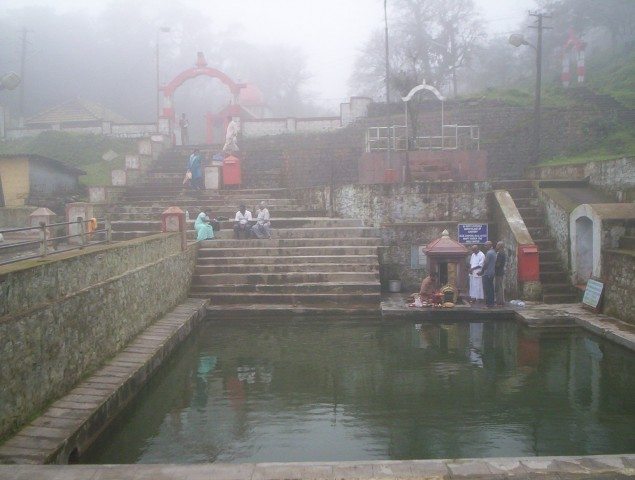 An old file picture of Cauvery Janmasthan at Talakaveri(wikipedia)