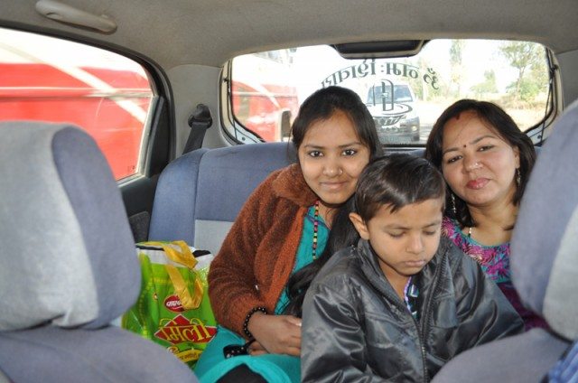 Back benchers in the car! Sanskriti, Shivam & Kavita.