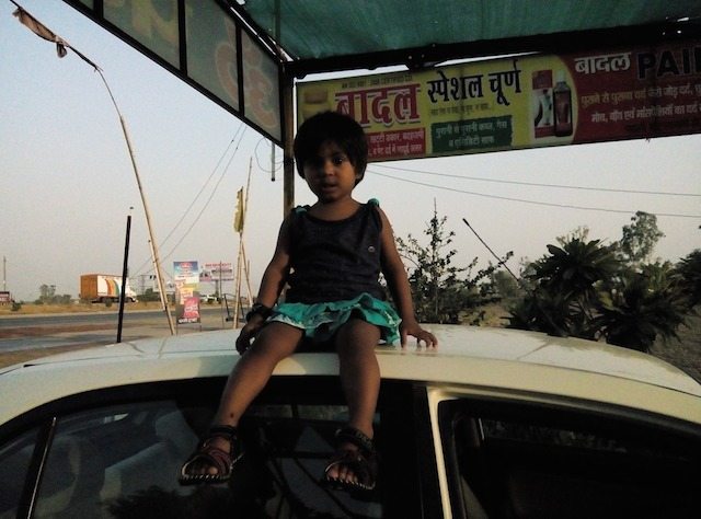 Kiddo at eating joint in way to Chandigarh
