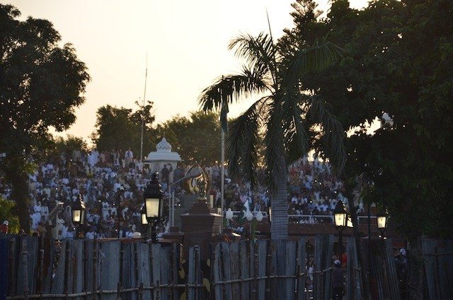 The Pakistani spectators on their side. Screens of most of their mobile phones are glowing